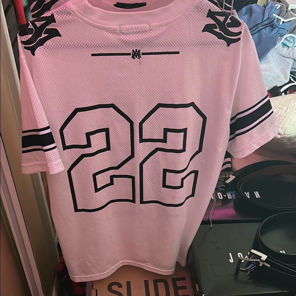 White Mesh Jersey with Black Number 22